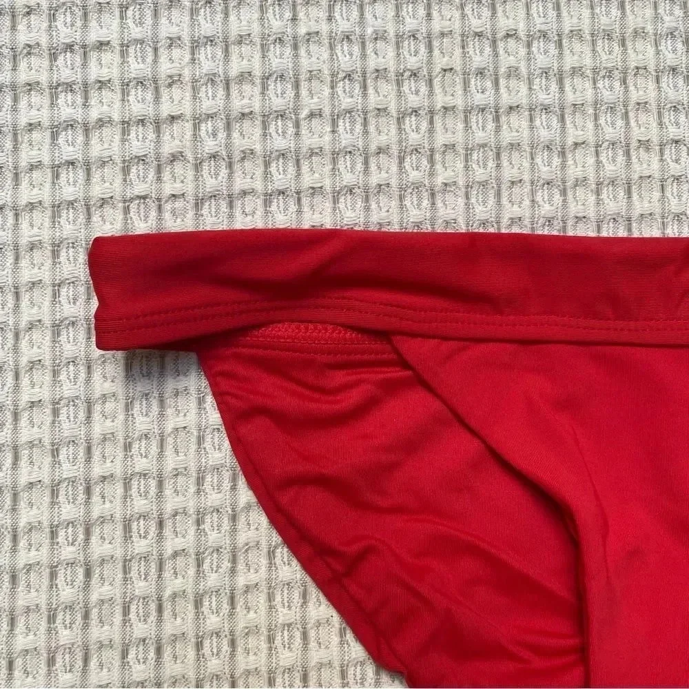 Andie Swim The Banded Cheeky Bikini Bottom Cherry Red NWT XS M
